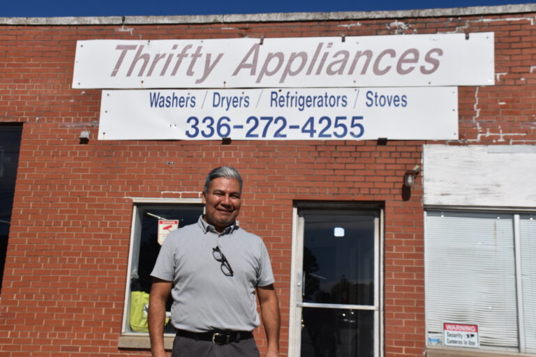 member Constantino outside his store thrifty appliances